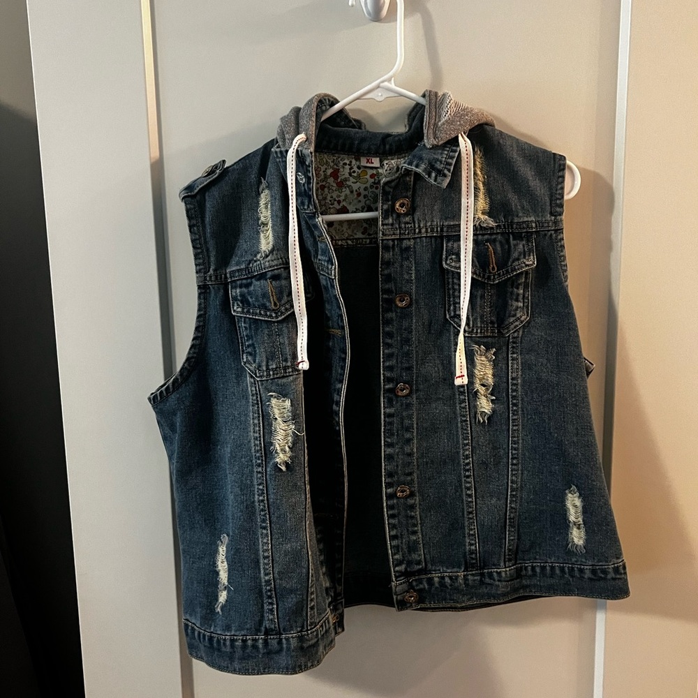 Denim Vest with Hood